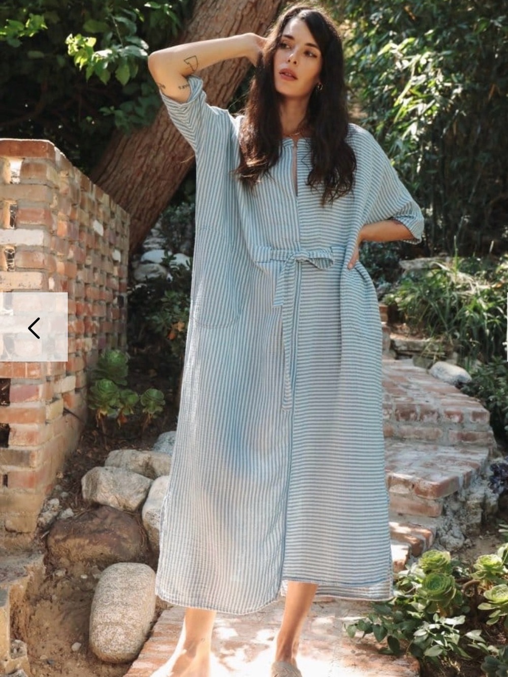 Oddbird M/L cotton caftan with pockets and Tie Waist. Versatile wear